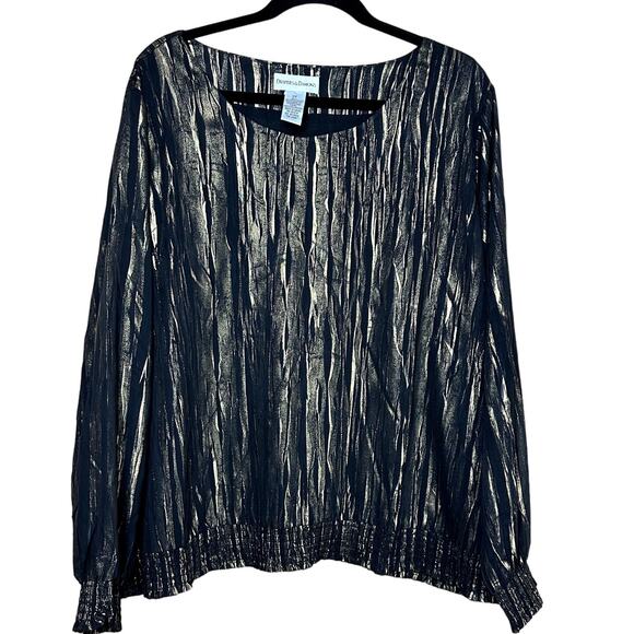 Draper's & Damons Black and Gold Elastic Hem Women Size 2X Flouncy Party Festive - Picture 1 of 7